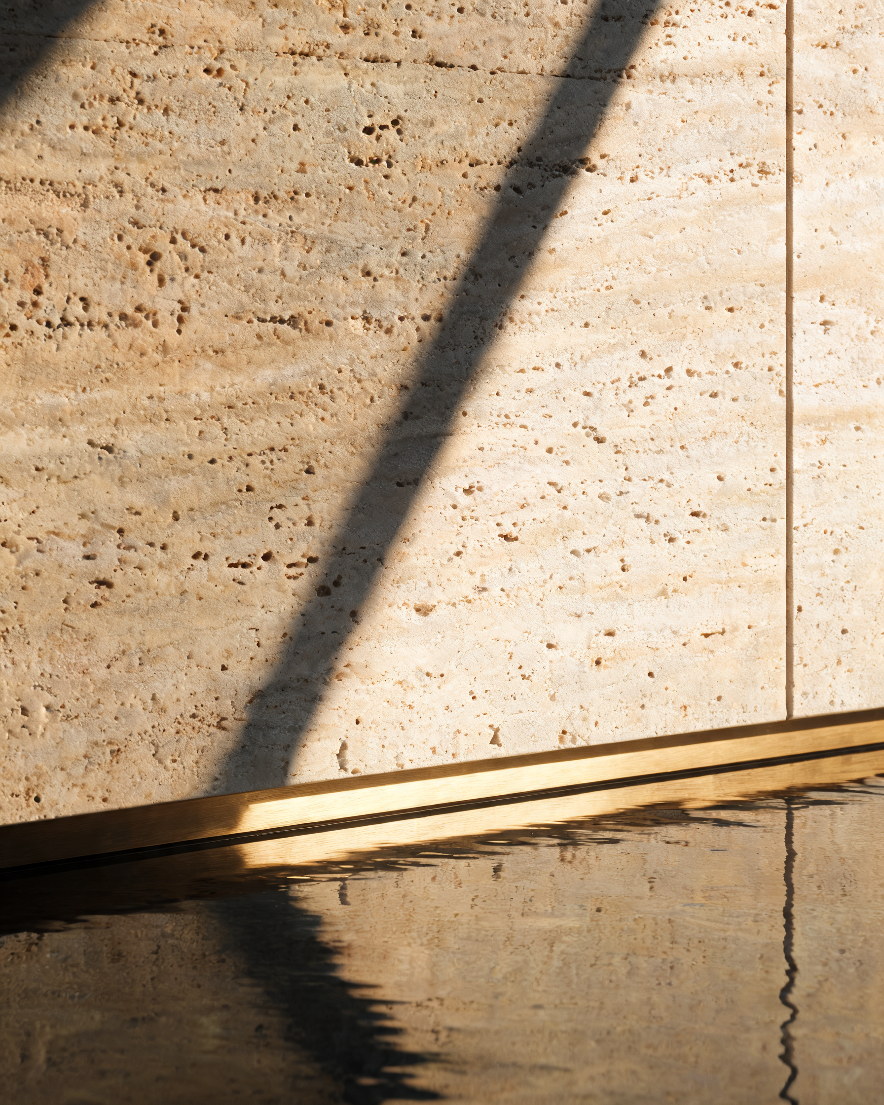 Close architectural detail in stone and metal