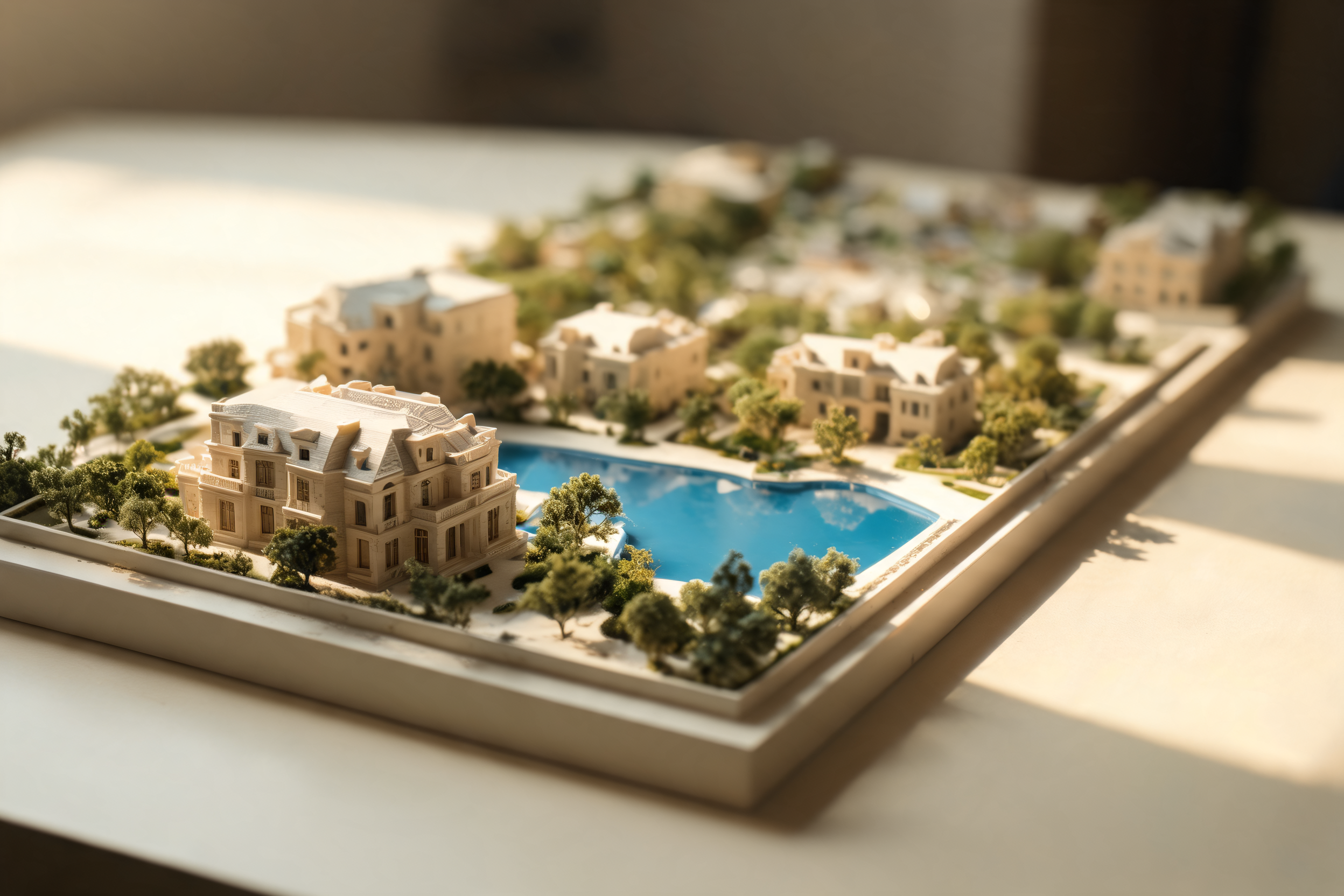 Detailed architectural model in a design studio