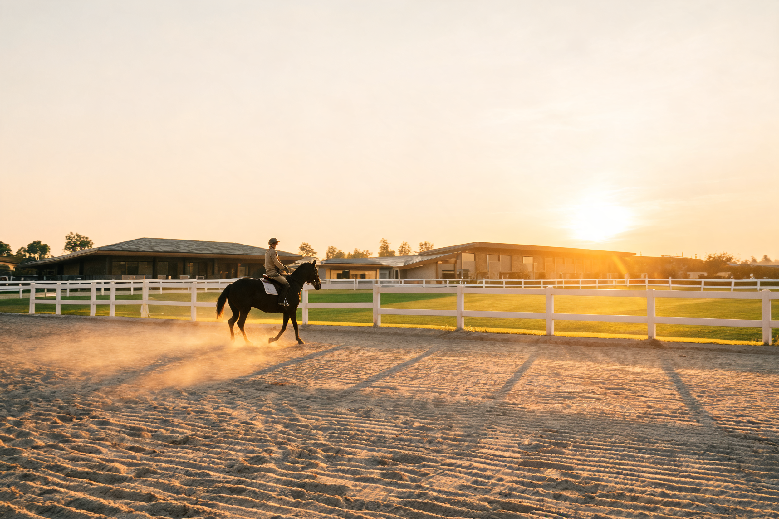 Rider and horse in the early morning